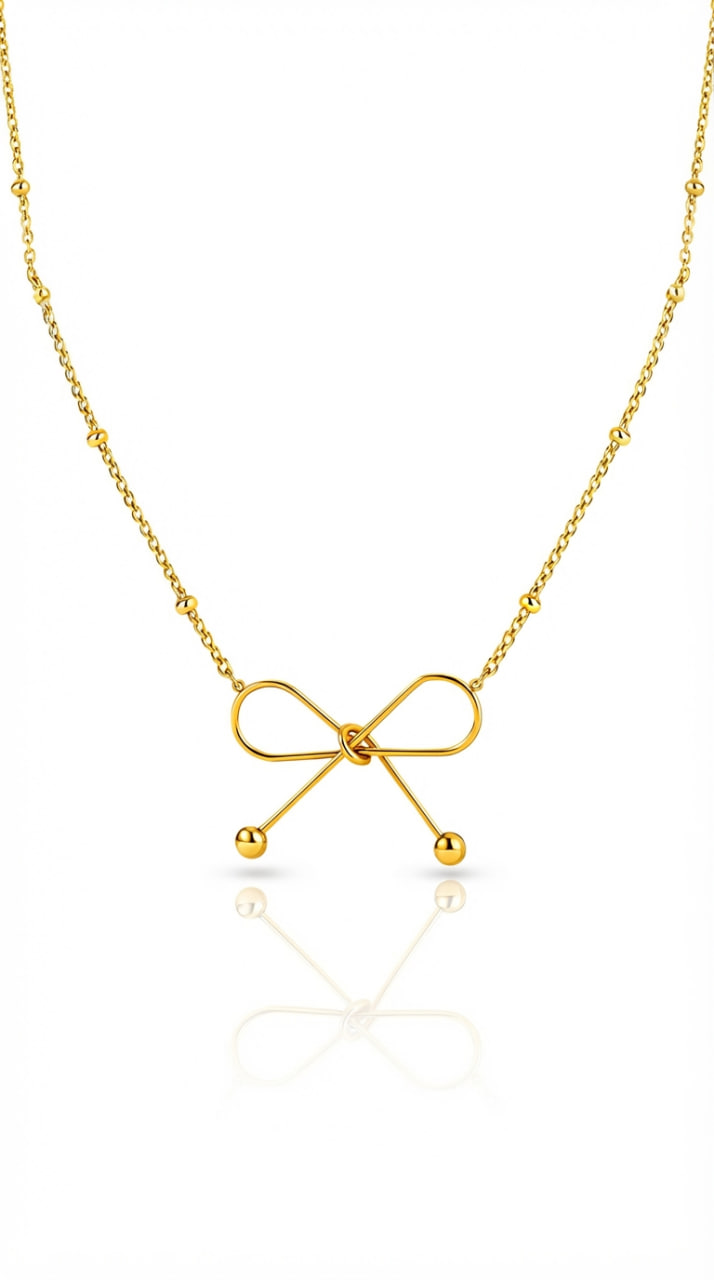 "Bow" PVD Gold-Plated Stainless Steel Necklace - Intensity