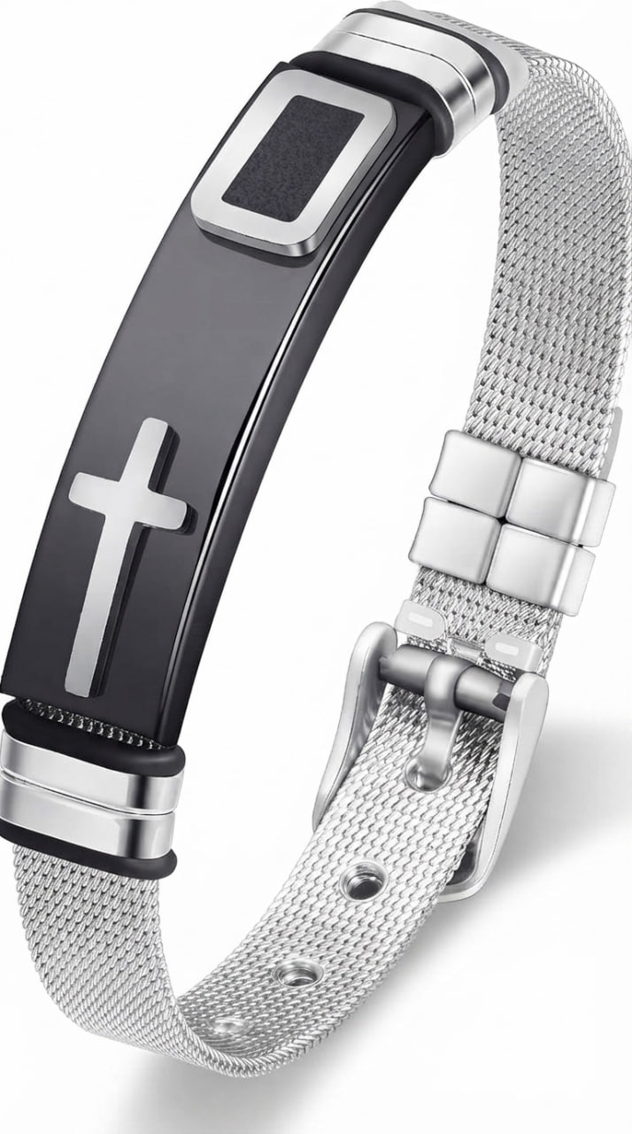 "Cross" Bracelet, Stainless Steel