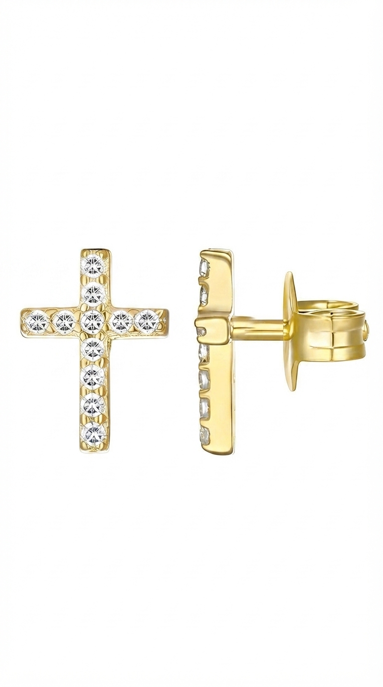 "Crosses" PVD Gold-Plated Stainless Steel Earrings - Intensity