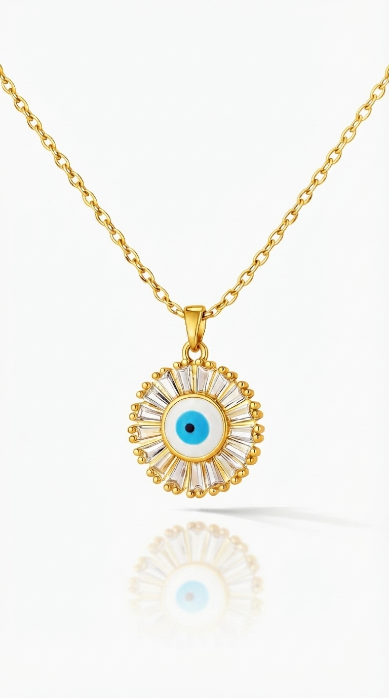 "Evil Eye" PVD Gold-Plated Brass Necklace - Crystallic