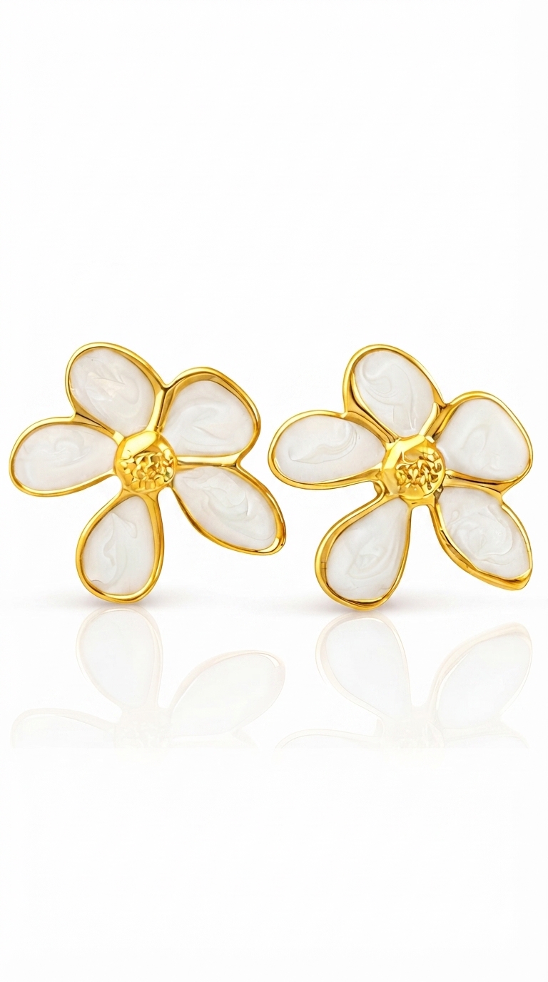 "Flowers" PVD Gold-Plated Stainless Steel Earrings - Intensity