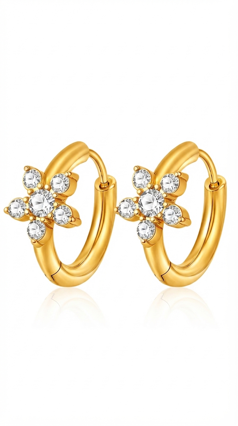 "Flowers" PVD Gold-Plated Stainless Steel Earrings - Intensity