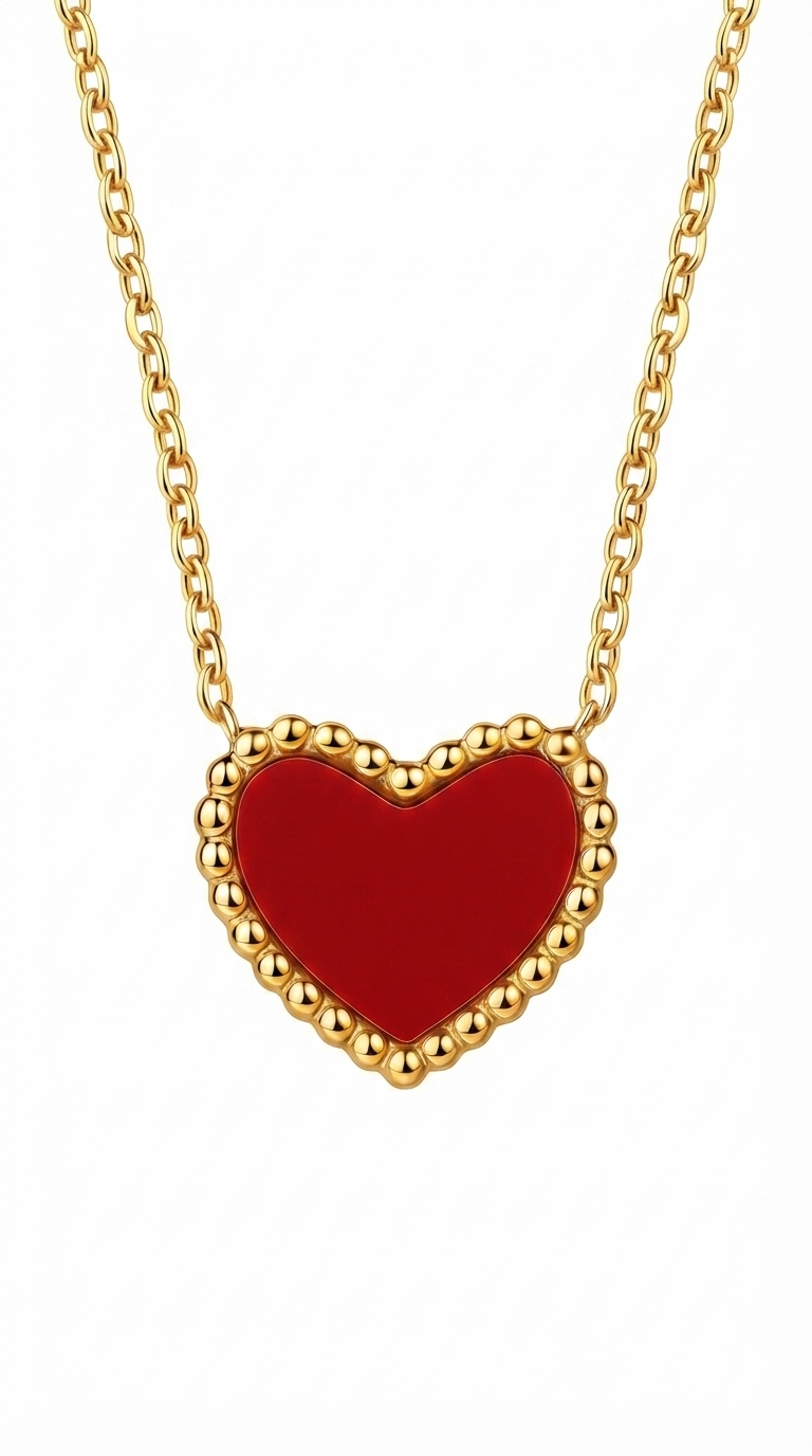 "Red Hearts" PVD Gold-Plated Stainless Steel Necklace - Intensity