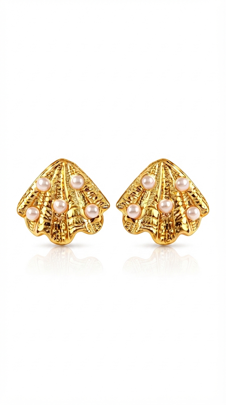 "Seashells" PVD Gold-Plated Stainless Steel Earrings - Intensity