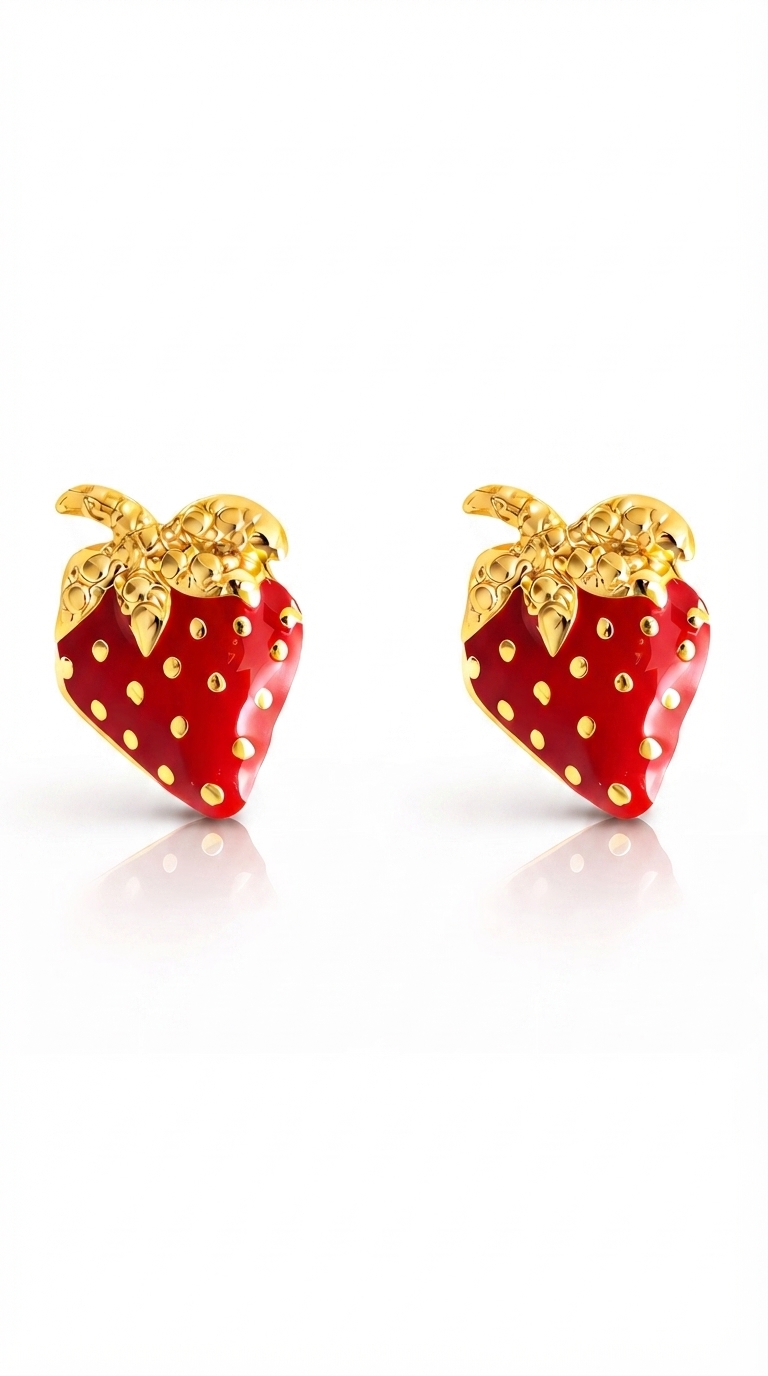 "Strawberries" PVD Gold-Plated Stainless Steel Earrings - Intensity
