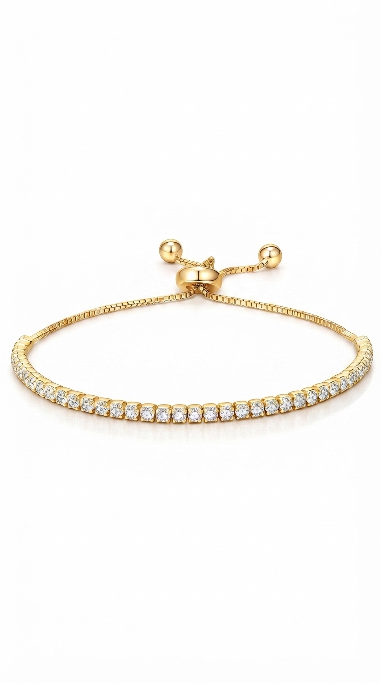 "Tennis" PVD Gold-Plated Brass Bracelet - Crystallic