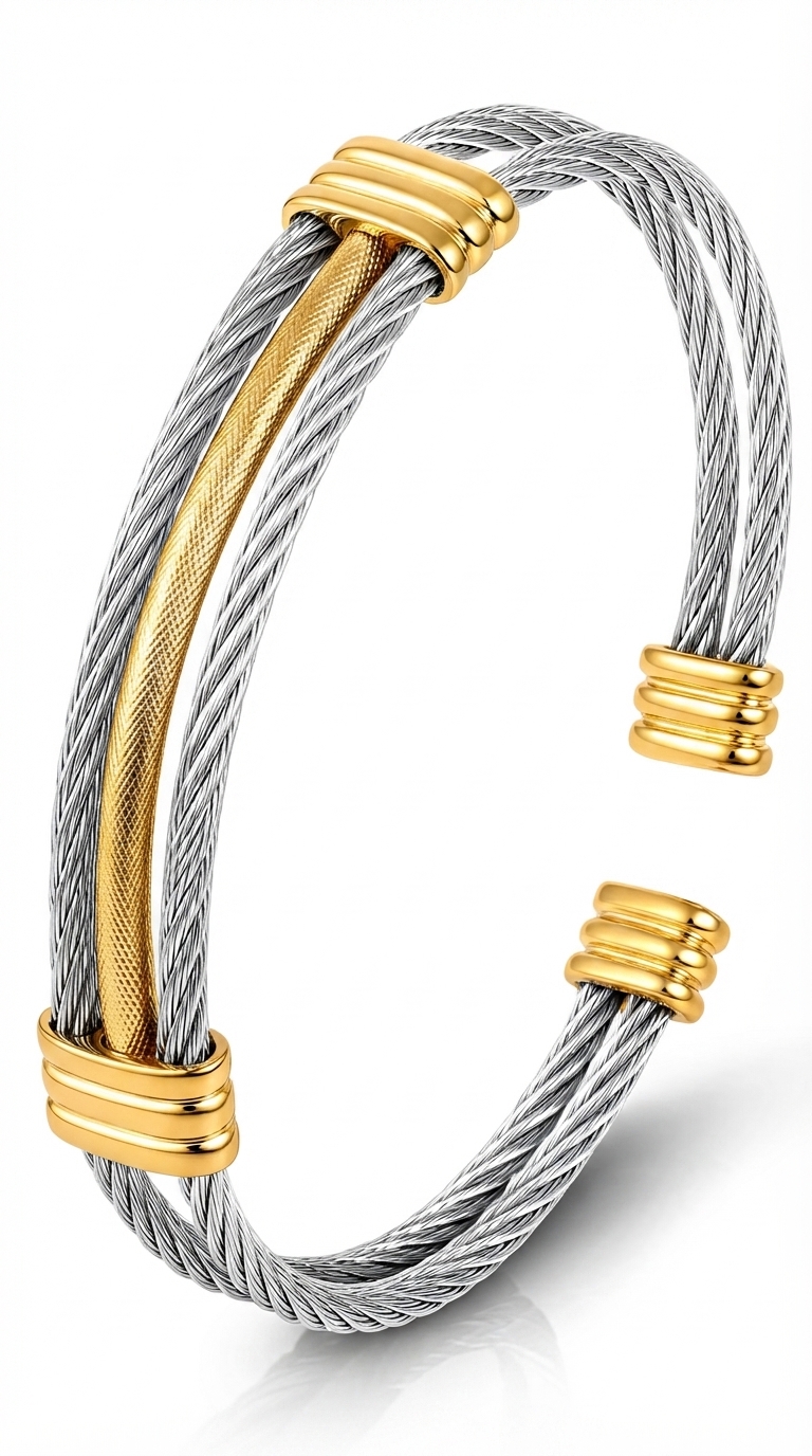 Bracelet, 18K Gold Plated Steel