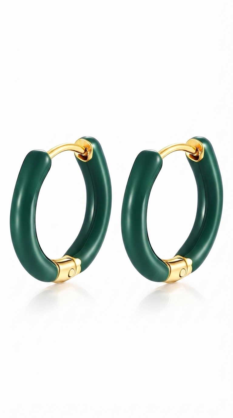 Earrings, 18K Gold Plated Steel