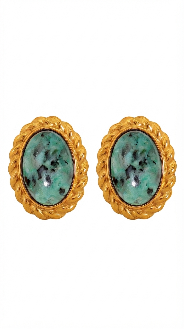 Earrings, 18K Gold Plated Steel