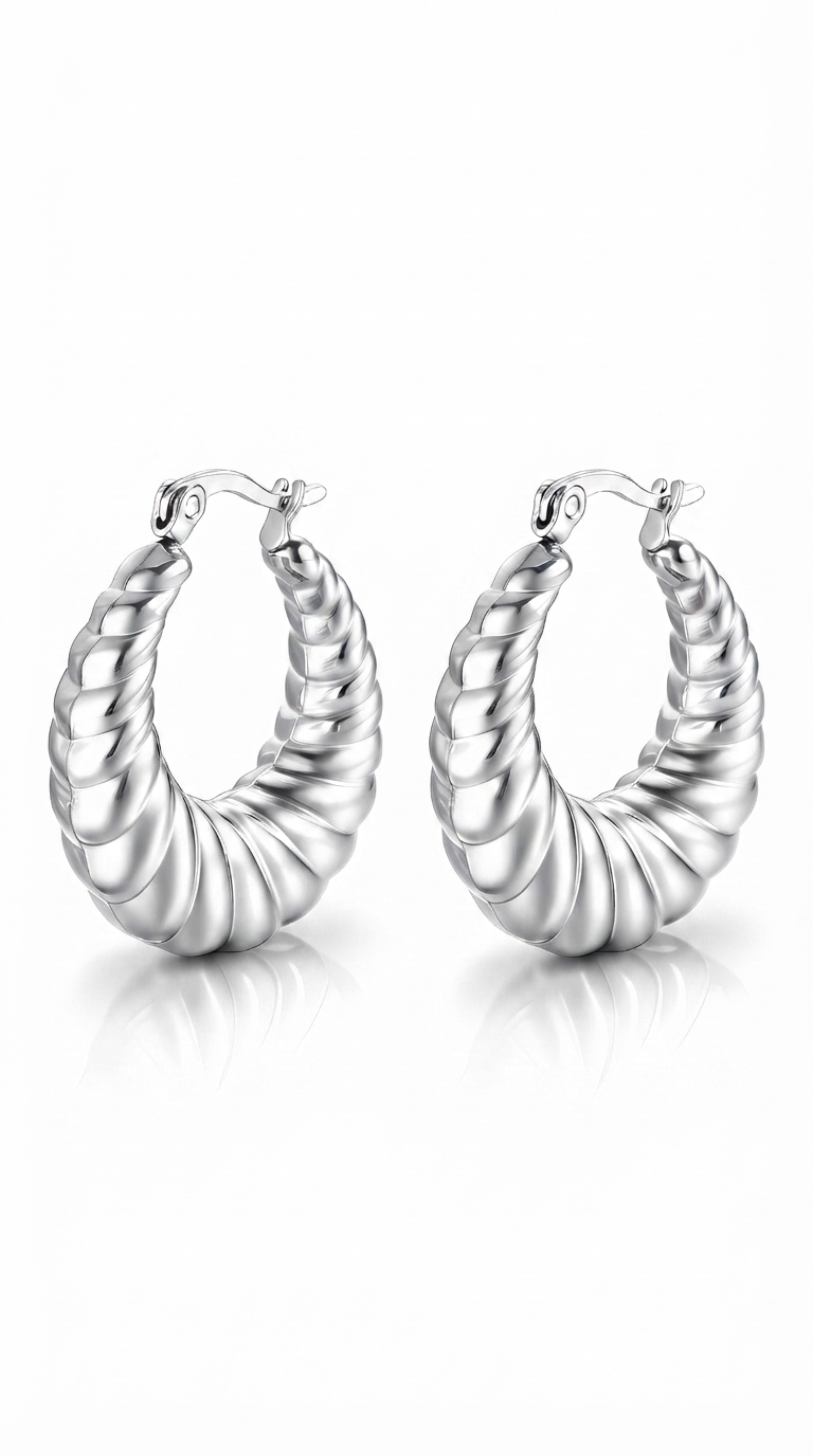 Earrings, 18K Gold Plated Steel