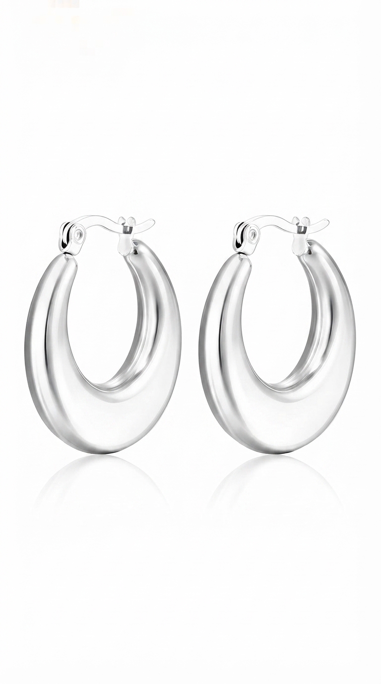 Earrings, 18K Gold Plated Steel