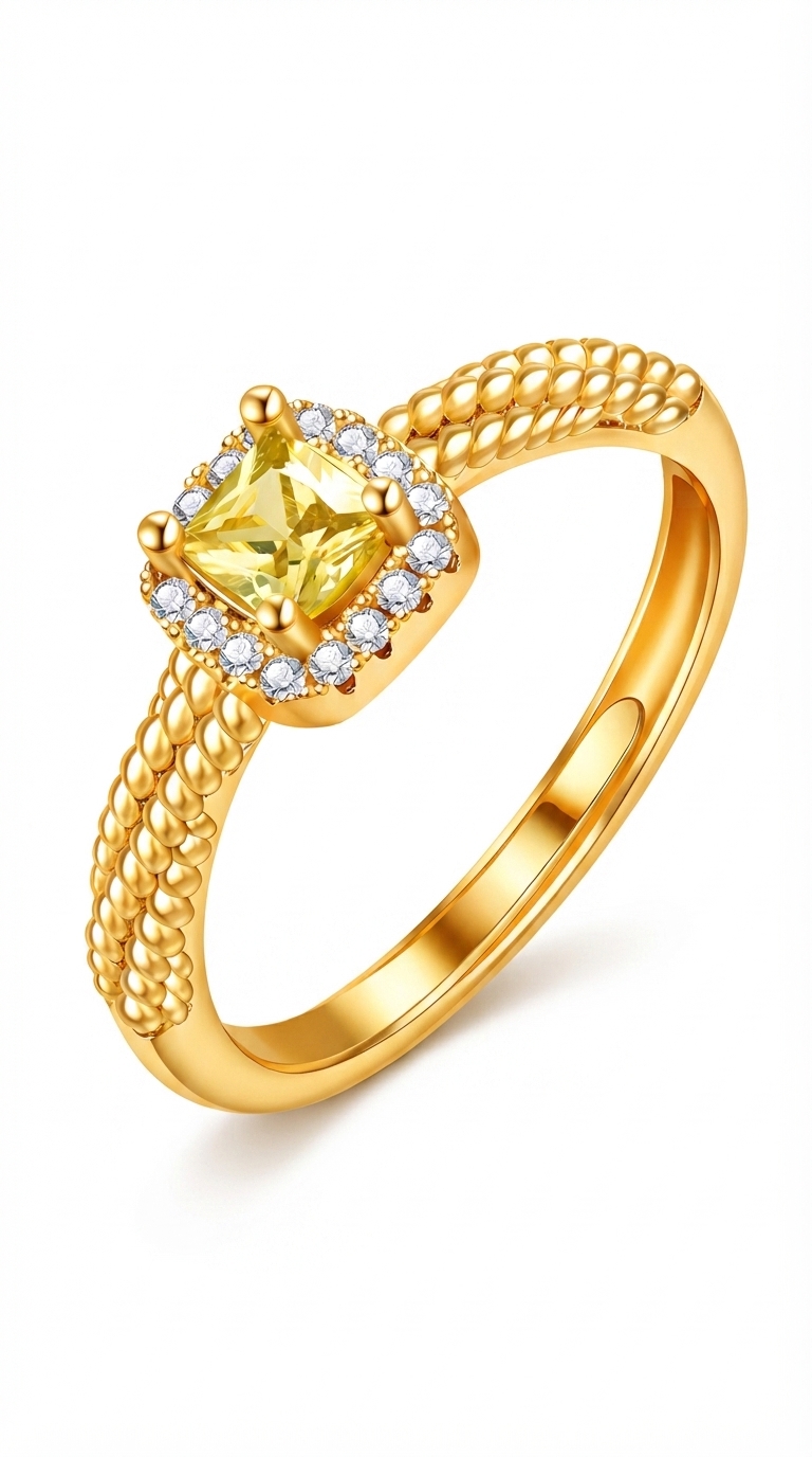 PVD Gold-Plated Brass Finger Ring - Crystallic