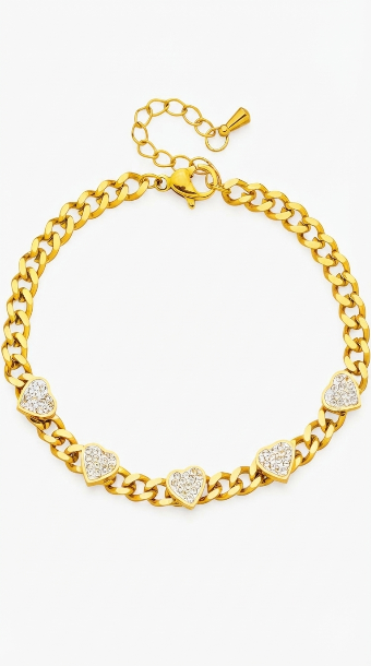 "Hearts" PVD Gold-Plated Steel Bracelet - Intensity
