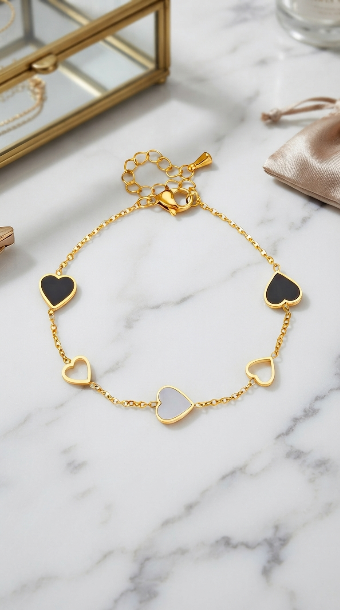 "Hearts" PVD Gold-Plated Steel Bracelet - Intensity