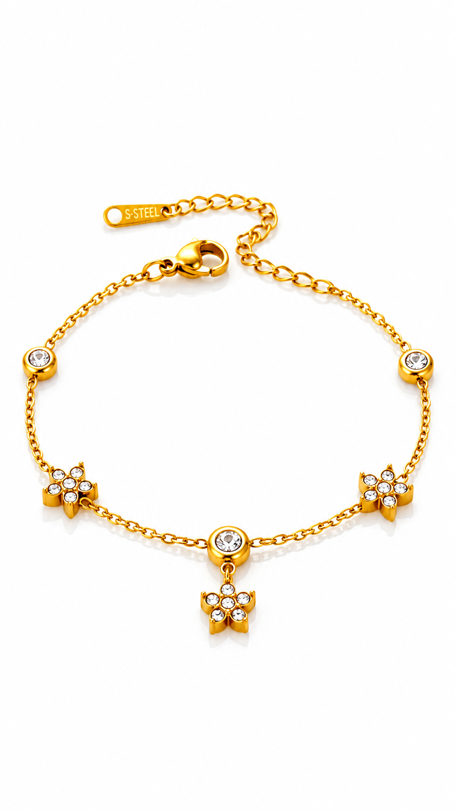"Flowers" PVD Gold-Plated Steel Bracelet - Intensity