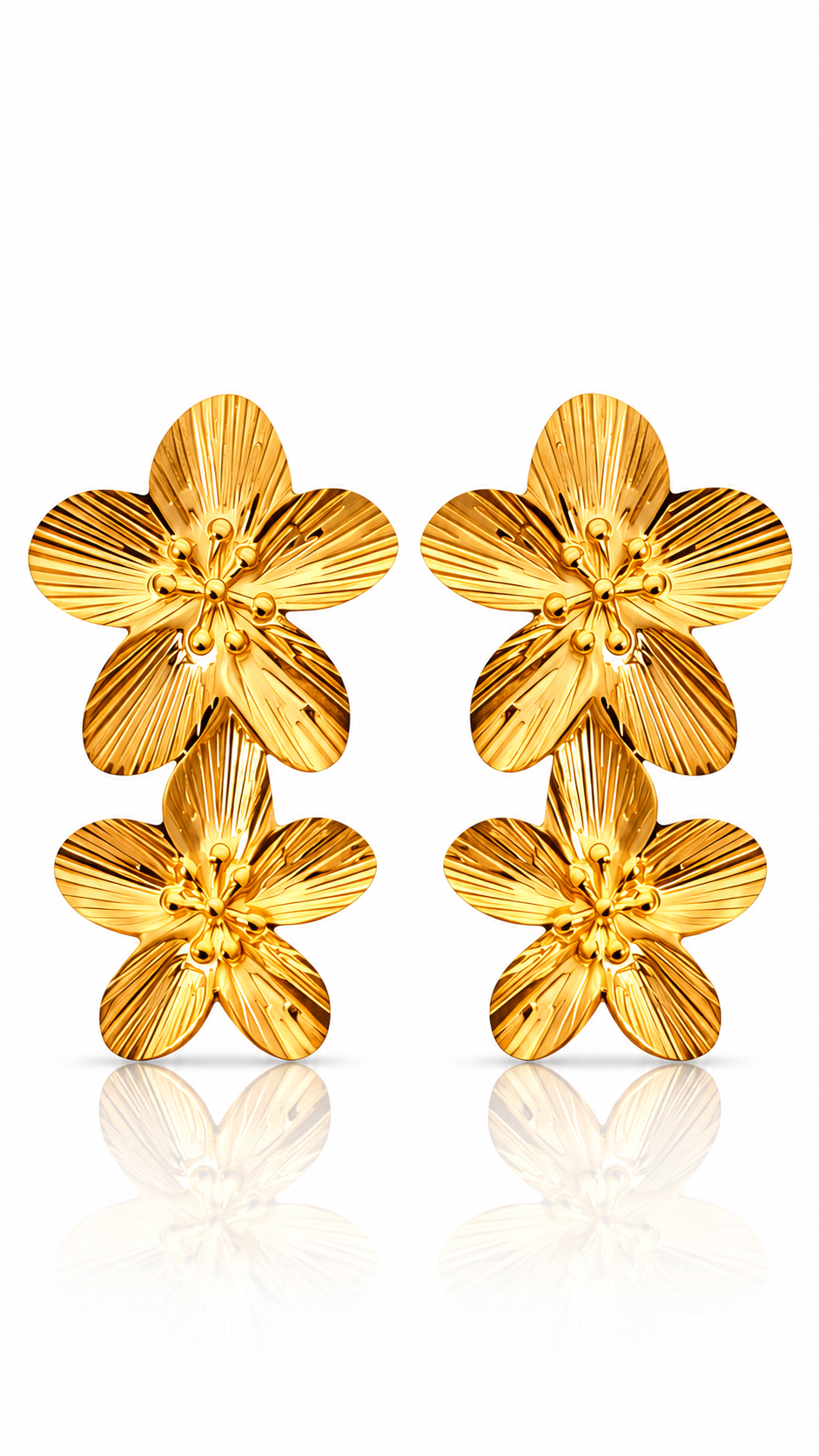 "Flowers" PVD Gold-Plated Steel Earrings - Intensity