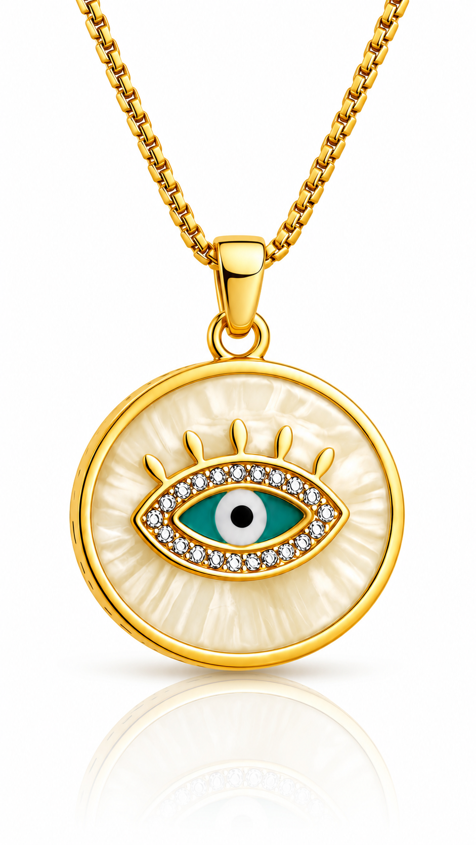 "Evil Eye" PVD Gold-Plated Brass Necklace - Crystallic