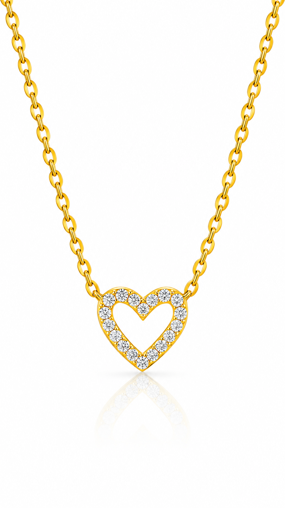 "Hearts" PVD Gold-Plated Brass Necklace - Crystallic