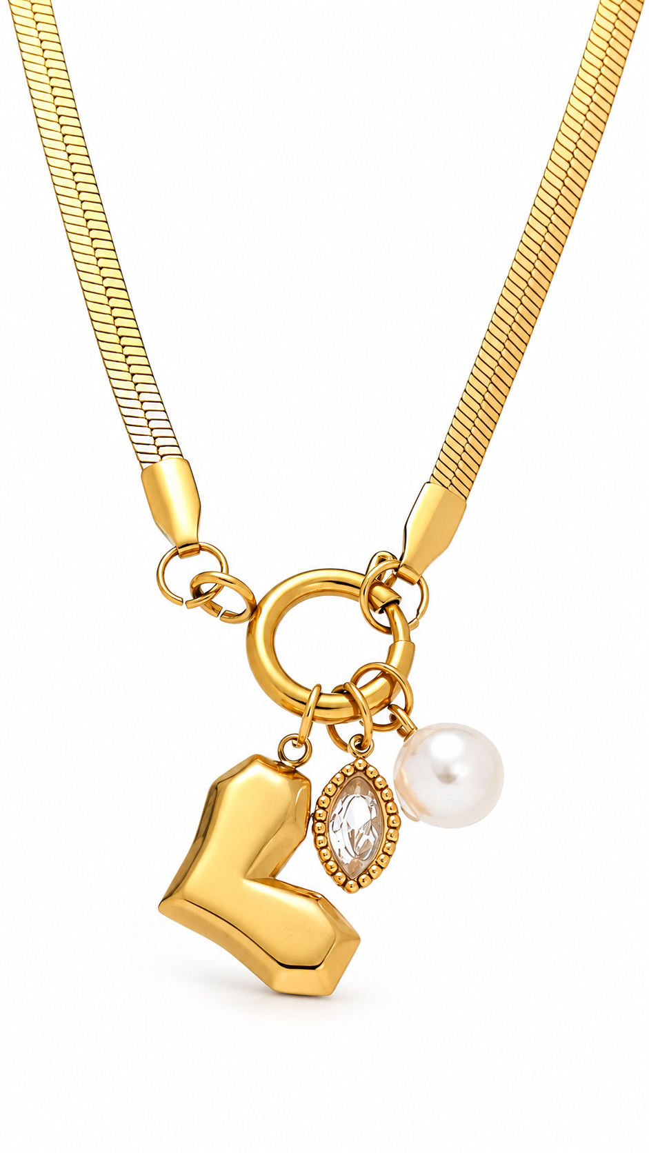 "Heart" Necklace, 18K Gold Plated Steel