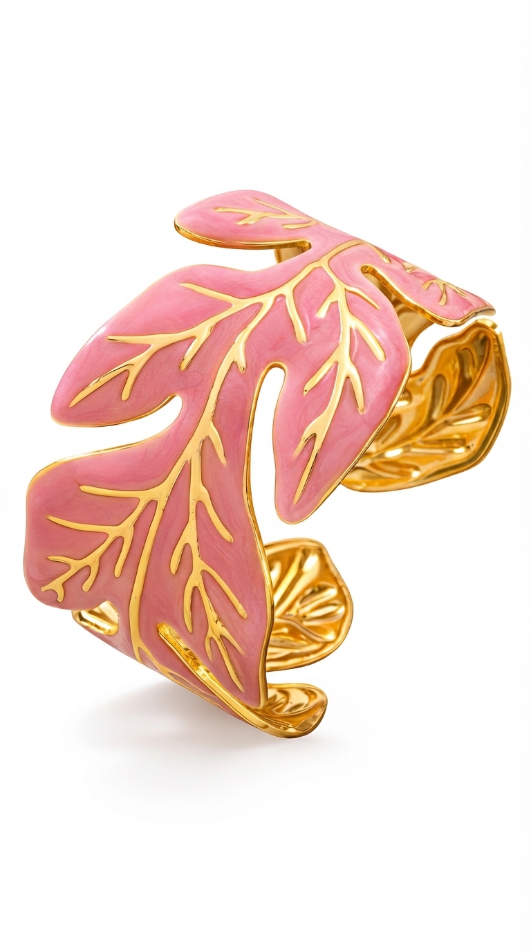 "Leaves" Bracelet, 18K Gold Plated Steel