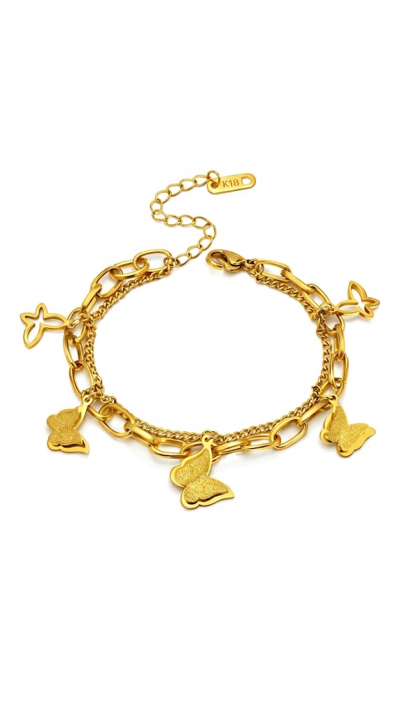 "Butterflies" PVD Gold-Plated Steel Bracelet - Intensity