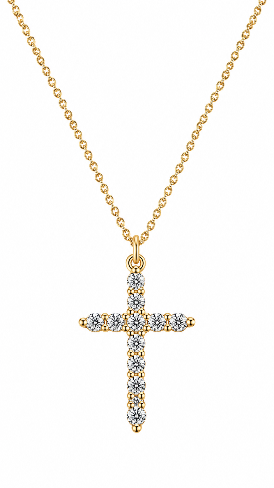 "Cross" PVD Gold-Plated Brass Necklace - Crystallic