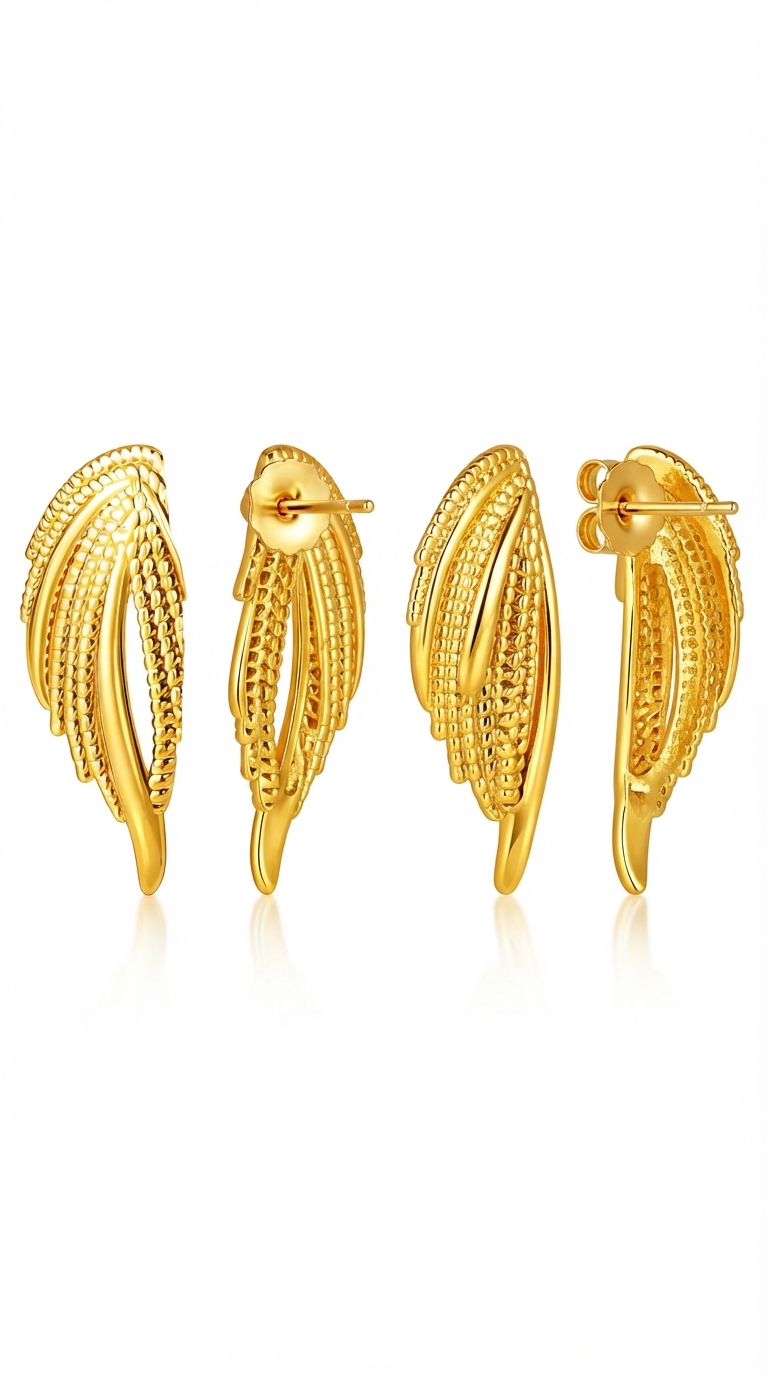 "Leaves" PVD Gold-Plated Steel Earrings - Intensity
