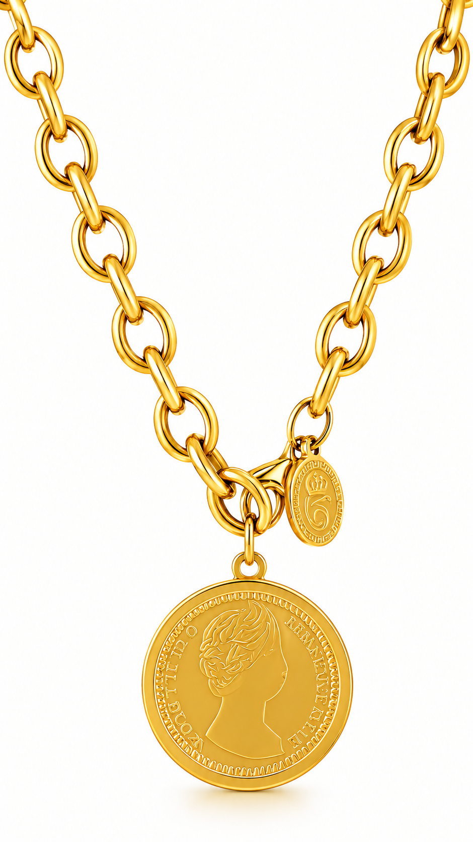 "Coin" PVD Gold-Plated Stainless Steel Necklace - Intensity