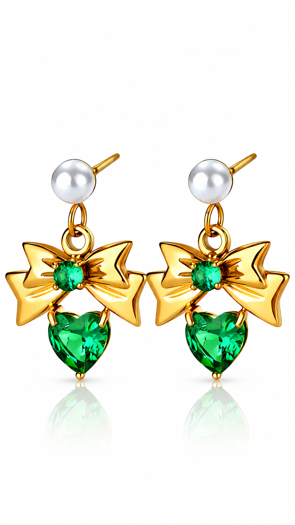 "Hearts and bows" PVD Gold-Plated Steel Earrings - Intensity