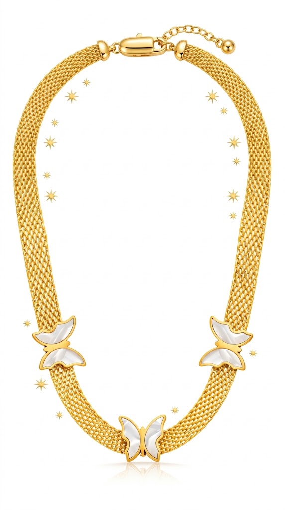 "Butterflies" PVD Gold-Plated Steel Necklace - Intensity