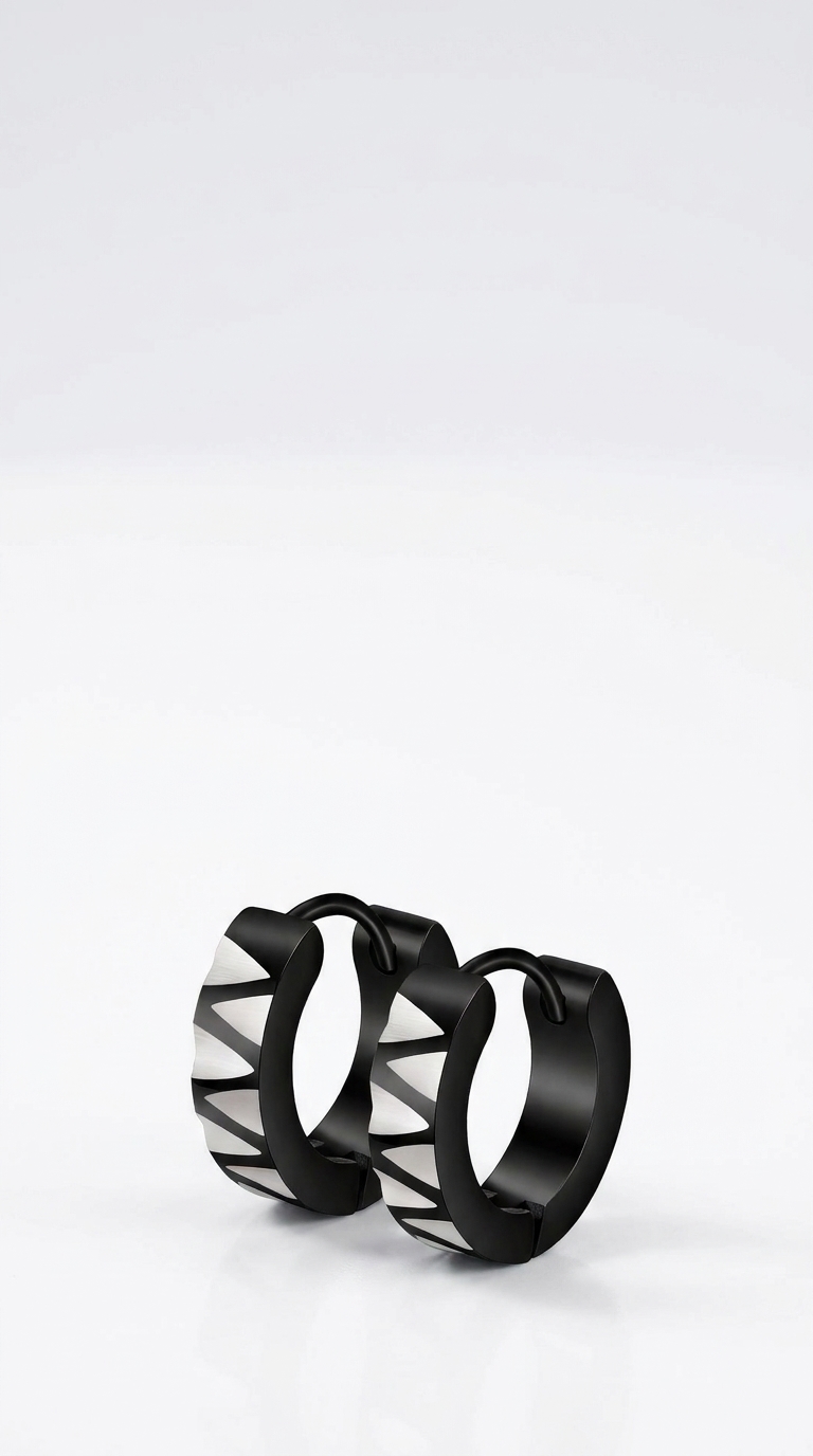 Men's Black PVD (TiCN) Stainless Steel Earrings - Prime Code