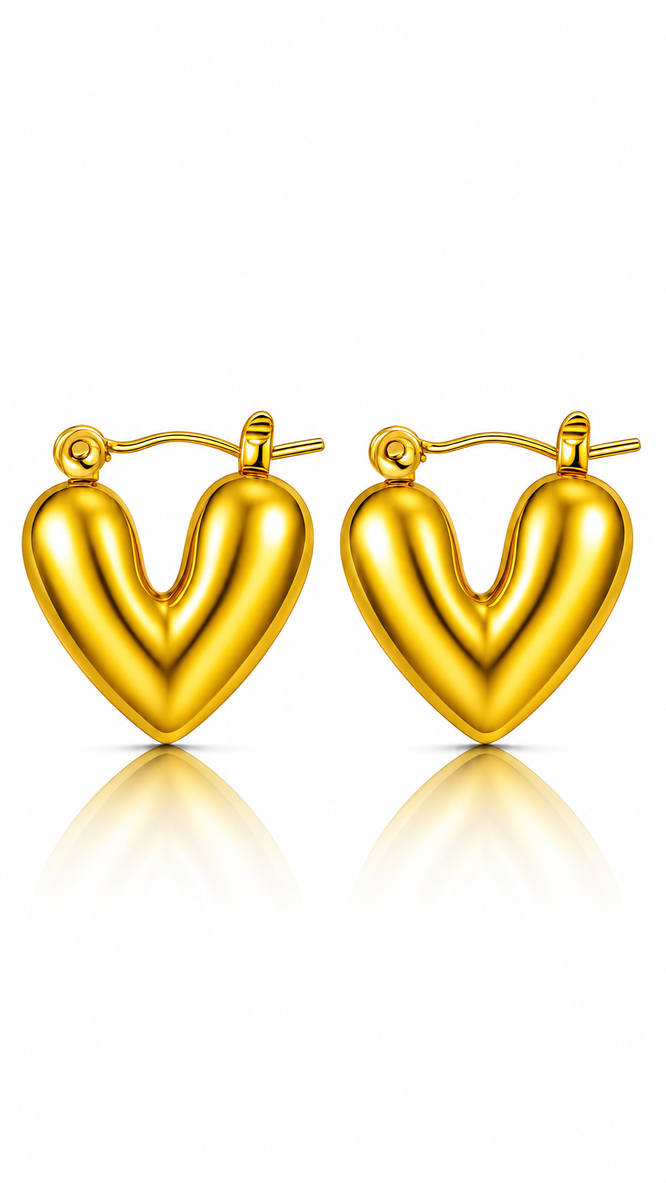 "Hearts" Earrings, 18K Gold Plated Steel