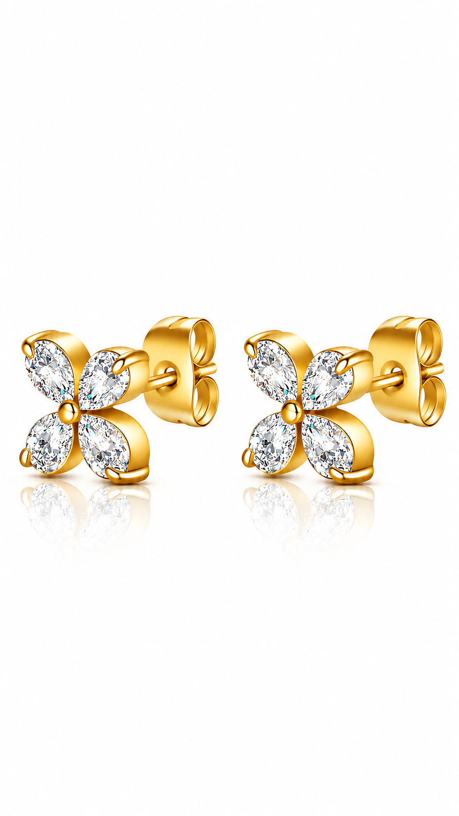 "Flowers" PVD Gold-Plated Stainless Steel Earrings - Crystallic