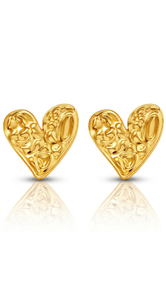 "Hearts" PVD Gold-Plated Steel Earrings - Intensity