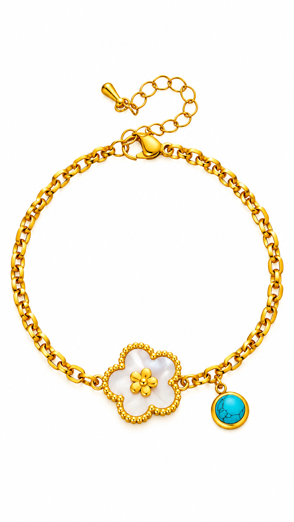 "Flower" PVD Gold-Plated Steel Bracelet - Intensity