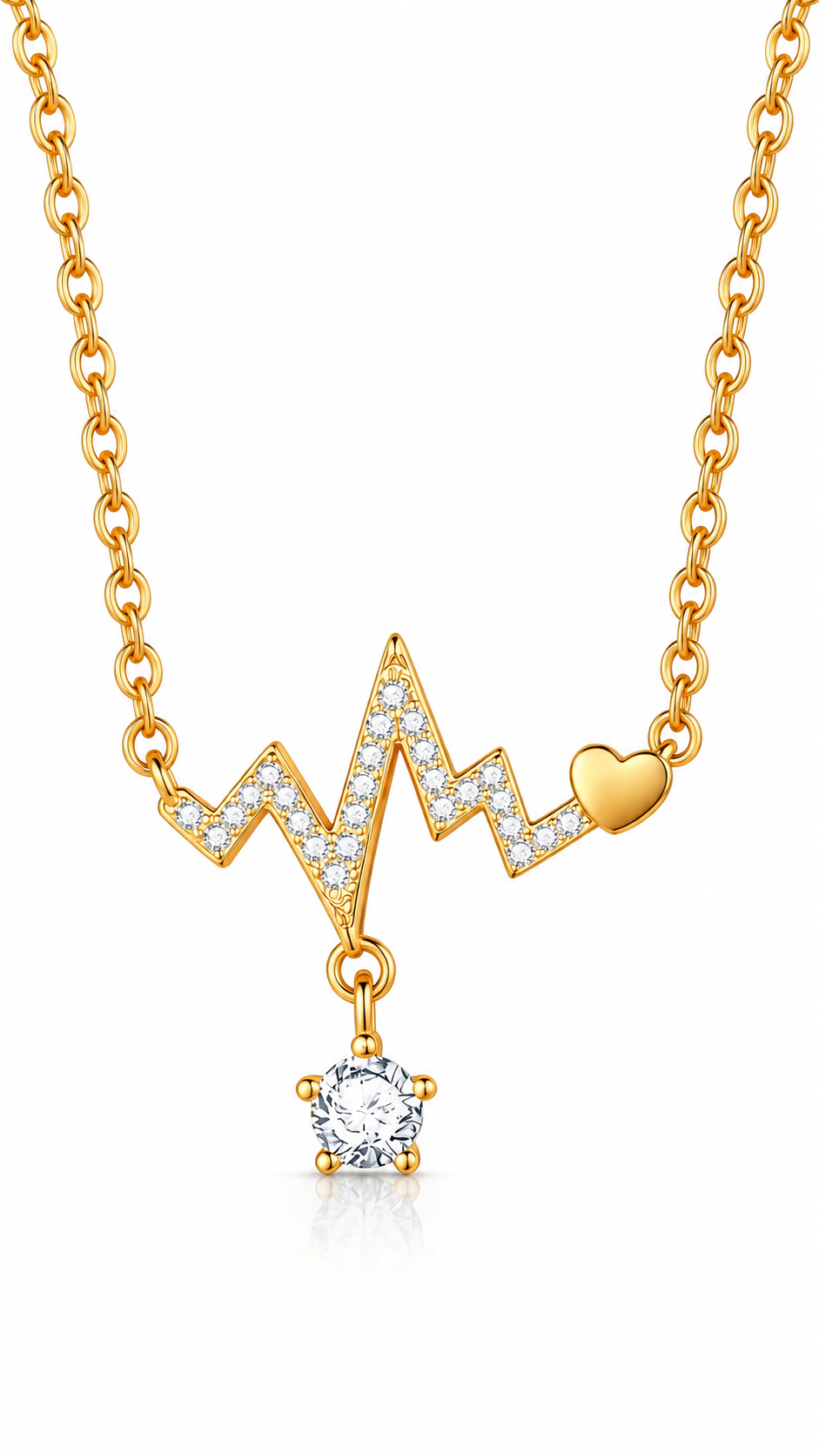 "Heart" PVD Gold-Plated Brass Necklace - Crystallic