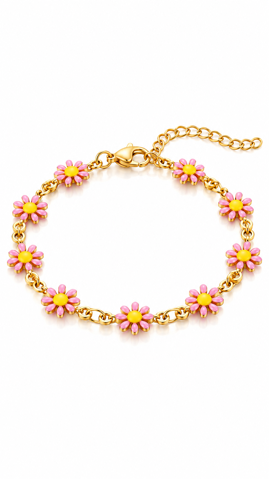 "Flower Meadow" Bracelet, 18K Gold Plated Steel