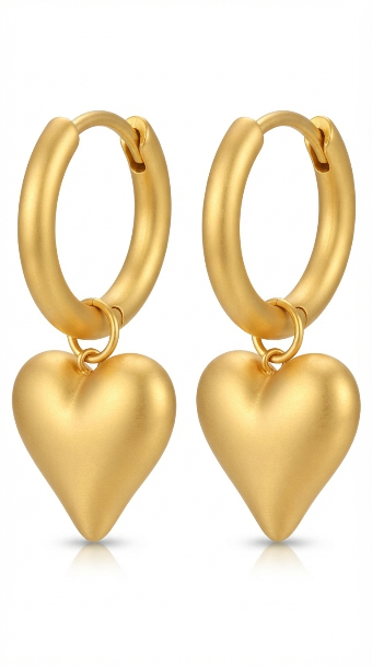 "Hearts" PVD Gold-Plated Steel Earrings - Intensity