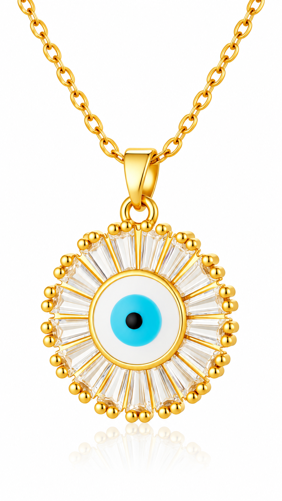 "Evil Eye" PVD Gold-Plated Brass Necklace - Crystallic
