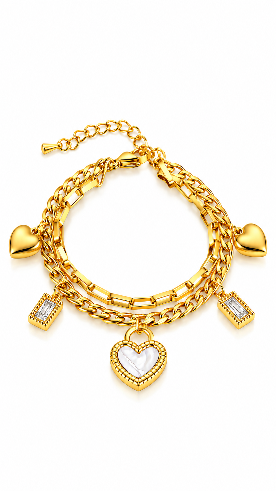 "Hearts" PVD Gold-Plated Steel Bracelet - Intensity