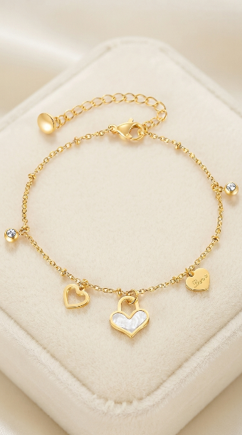 "Hearts" PVD Gold-Plated Steel Bracelet - Intensity
