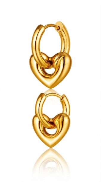 "Hearts" PVD Gold-Plated Steel Earrings - Intensity