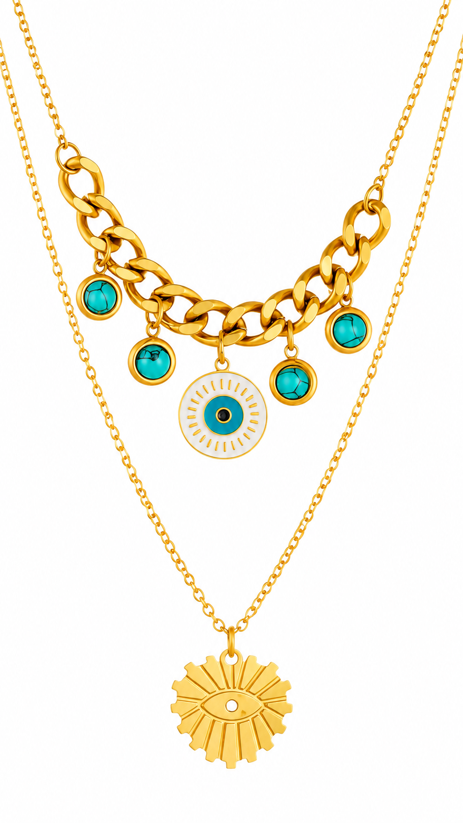 "Evil Eyes" PVD Gold-Plated Stainless Steel Necklace - Intensity