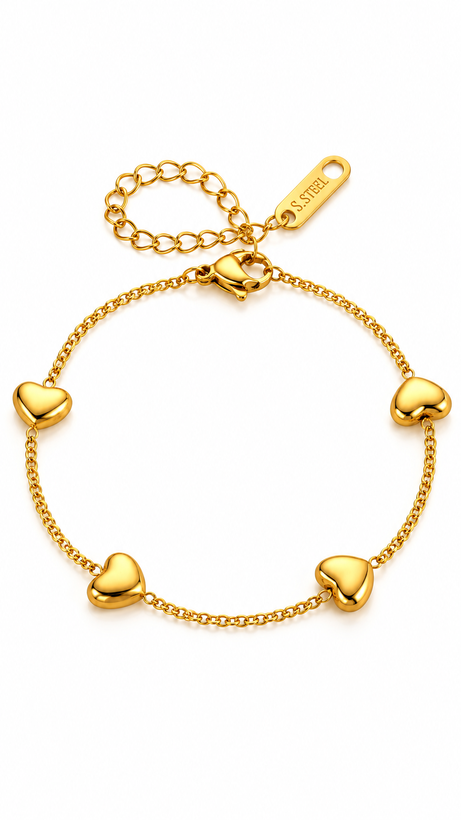 "Hearts" PVD Gold-Plated Steel Bracelet - Intensity