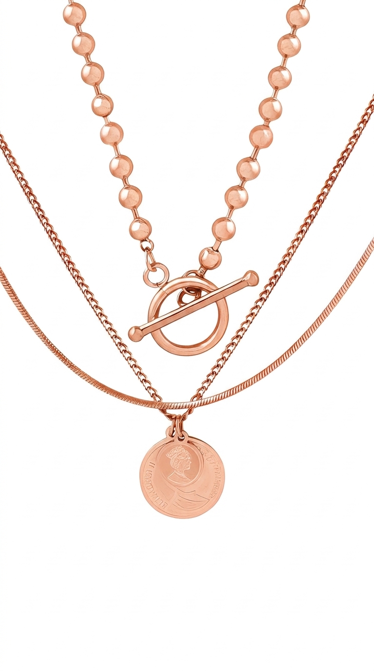 "Coins" PVD Gold-Plated Stainless Steel Necklace - Intensity