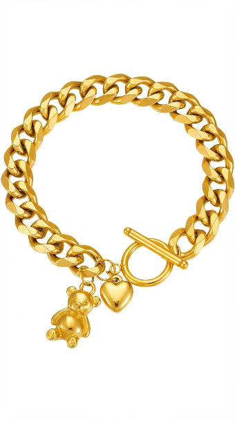 "Hearts" PVD Gold-Plated Steel Bracelet - Intensity