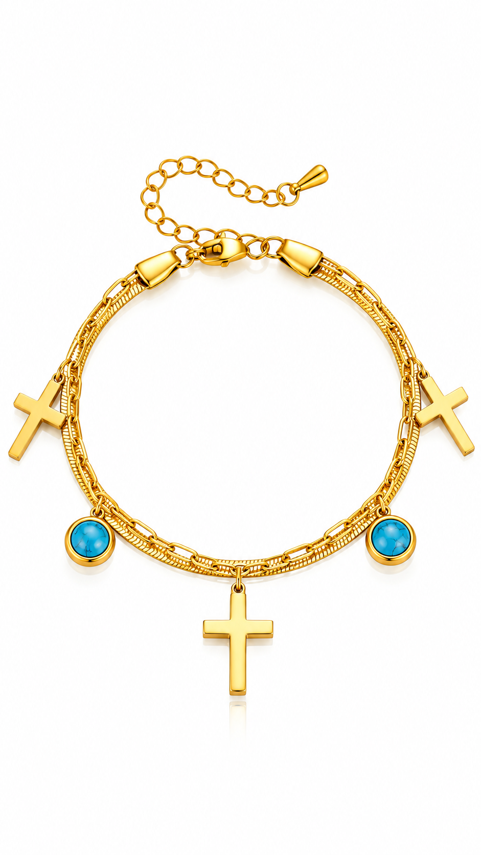 "Crosses" PVD Gold-Plated Steel Bracelet - Intensity