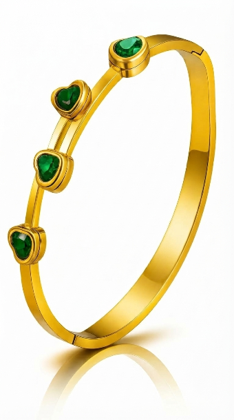 "Hearts" PVD Gold-Plated Steel Bracelet - Intensity