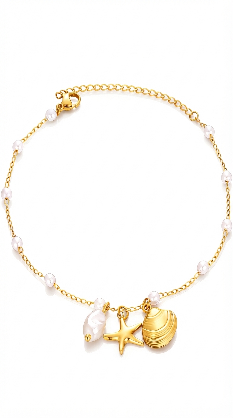 "Starfish and Seashell" PVD Gold-Plated Steel Bracelet - Intensity