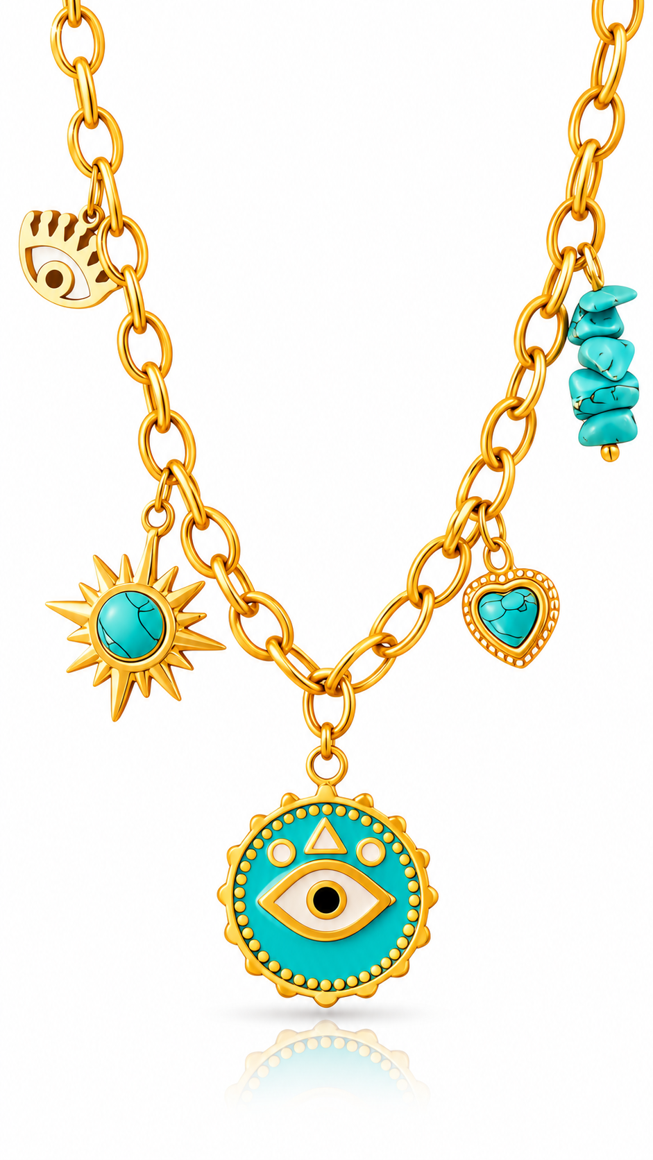 "Evil Eyes" PVD Gold-Plated Steel Necklace - Intensity